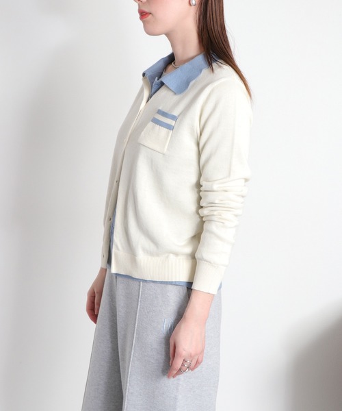 cepo（セポ）の「ダブルレイヤードポロニットカーディガン（カーディガン/ボレロ・レディース・ネイビー/グレー/オフホワイト・M）」の11枚目の写真