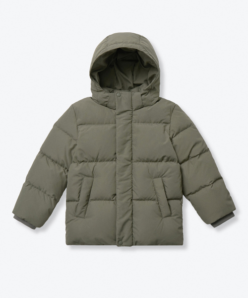 MUSINSA STANDARD KIDS（ムシンサスタンダードキッズ）の「フードパーカーダウンプファーショートパディングジャケット[カーキ]（ブルゾン・レディース・その他・120/110/100）」の2枚目の写真