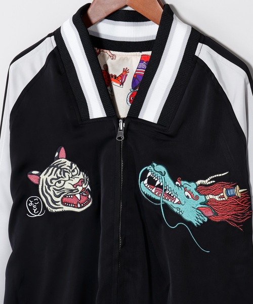 倭物やカヤ(ワモノヤカヤ)の「【鈴木ひょっとこ×倭物やカヤ】リバーシブルジャケットMサイズ(スカジャン・レディース・ブラックミックス・FREE)」の6枚目の写真