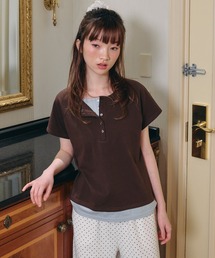 【Unblend】フェイクレイヤード アソート ヘンリーネック ラグラン半袖Tシャツ