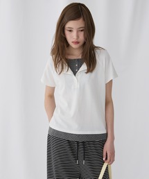 【Unblend】フェイクレイヤード アソート ヘンリーネック ラグラン半袖Tシャツ