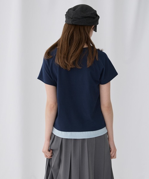 Unblend(アンブレンド)の「【Unblend】フェイクレイヤード アソート ヘンリーネック ラグラン半袖Tシャツ(Tシャツ/カットソー・レディース・オフホワイト/ブラック/ブラウン/チャコール/ネイビー・FREE)」の20枚目の写真