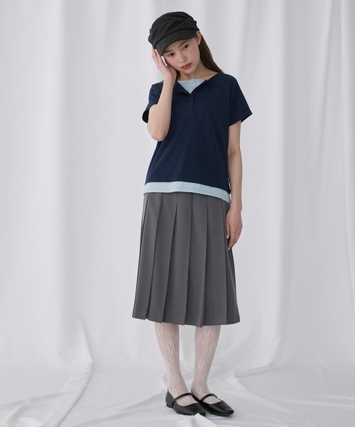 Unblend(アンブレンド)の「【Unblend】フェイクレイヤード アソート ヘンリーネック ラグラン半袖Tシャツ(Tシャツ/カットソー・レディース・オフホワイト/ブラック/ブラウン/チャコール/ネイビー・FREE)」の22枚目の写真