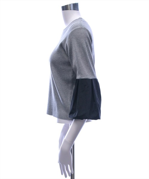 CLEAR BASIC（クリアベーシック）の「袖バルーン切替6分袖ニットトップス[大人 フェミニン 上品 オフィスカジュアル]（ニット/セーター・レディース・ブラック/アイボリー/グレー・F）」の15枚目の写真