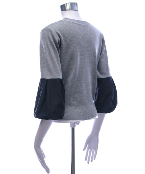 CLEAR BASIC（クリアベーシック）の「袖バルーン切替6分袖ニットトップス[大人 フェミニン 上品 オフィスカジュアル]（ニット/セーター・レディース・ブラック/アイボリー/グレー・F）」の16枚目の写真