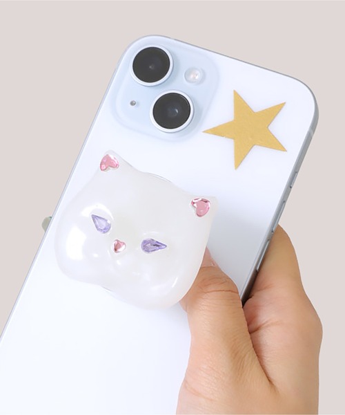 Casselini(キャセリーニ)の「Casselini(キャセリーニ)CATスマホグリップ(スマホグッズ・レディース・イエロー/ホワイト/グリーン/ブラック・FREE)」の2枚目の写真