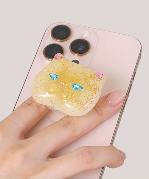 Casselini(キャセリーニ)の「Casselini(キャセリーニ)CATスマホグリップ(スマホグッズ・レディース・イエロー/ホワイト/グリーン/ブラック・FREE)」の1枚目の写真