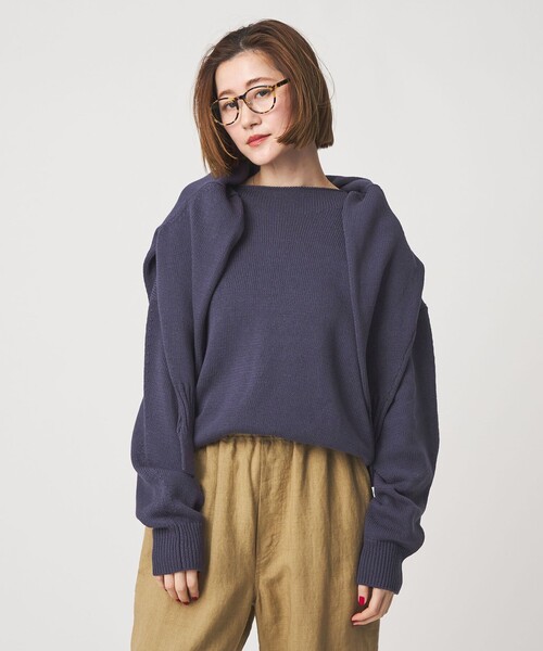 conte（コンテ）の「＜conte＞コットン リリヤーン ニット（ニット/セーター・レディース・モカ/パープル・FREE）」の2枚目の写真