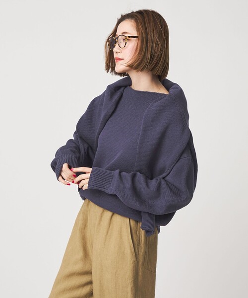 conte（コンテ）の「＜conte＞コットン リリヤーン ニット（ニット/セーター・レディース・モカ/パープル・FREE）」の3枚目の写真