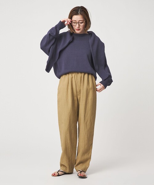 conte（コンテ）の「＜conte＞コットン リリヤーン ニット（ニット/セーター・レディース・モカ/パープル・FREE）」の5枚目の写真