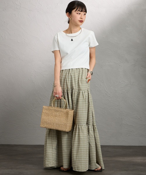 JEANS FACTORY （ジーンズファクトリー）の「[nenom/ネノム] ワンポイントロゴ刺繍 ミニTシャツ（Tシャツ/カットソー・レディース・ブラック/チャコールグレー/オフホワイト/ピンク・F）」の13枚目の写真