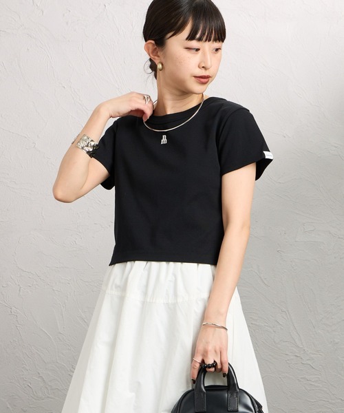 JEANS FACTORY （ジーンズファクトリー）の「[nenom/ネノム] ワンポイントロゴ刺繍 ミニTシャツ（Tシャツ/カットソー・レディース・ブラック/チャコールグレー/オフホワイト/ピンク・F）」の22枚目の写真