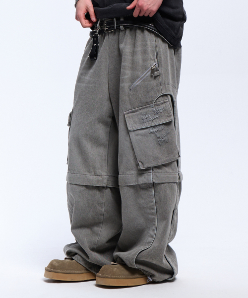 RSSC(アールエスエスシー)の「CONVERTIBLE DESTROYED CARGO DENIM PANTS - GRAY(デニムパンツ・メンズ・その他・2/1)」の2枚目の写真