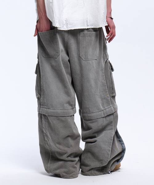 RSSC(アールエスエスシー)の「CONVERTIBLE DESTROYED CARGO DENIM PANTS - GRAY(デニムパンツ・メンズ・その他・2/1)」の3枚目の写真