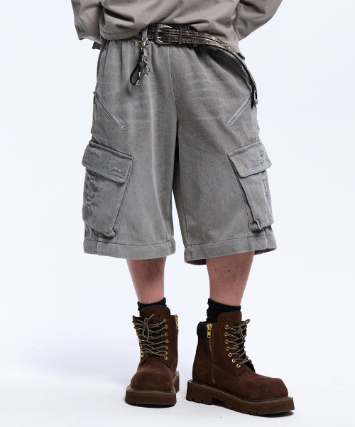 RSSC(アールエスエスシー)の「CONVERTIBLE DESTROYED CARGO DENIM PANTS - GRAY(デニムパンツ・メンズ・その他・2/1)」の4枚目の写真