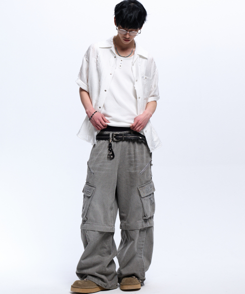 RSSC(アールエスエスシー)の「CONVERTIBLE DESTROYED CARGO DENIM PANTS - GRAY(デニムパンツ・メンズ・その他・2/1)」の6枚目の写真