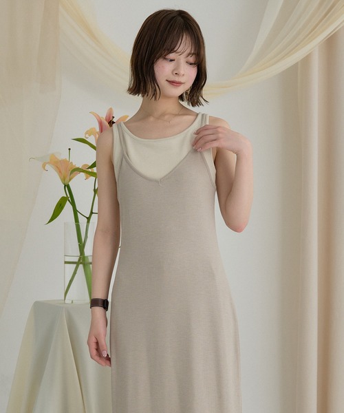 mideal(マイディール)の「layered rib onepiece / レイヤードリブワンピース(ワンピース・レディース・ベージュ/ブラウン・FREE)」の1枚目の写真