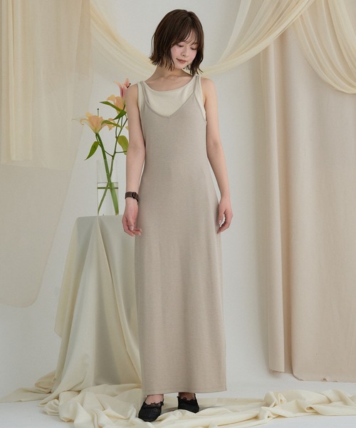 mideal(マイディール)の「layered rib onepiece / レイヤードリブワンピース(ワンピース・レディース・ベージュ/ブラウン・FREE)」の8枚目の写真