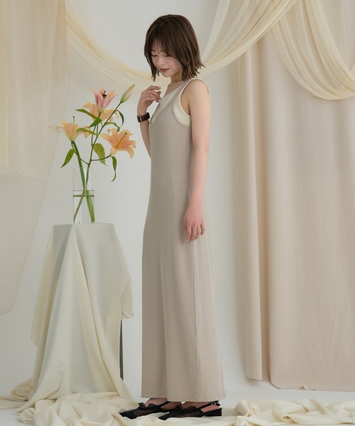 mideal(マイディール)の「layered rib onepiece / レイヤードリブワンピース(ワンピース・レディース・ベージュ/ブラウン・FREE)」の10枚目の写真