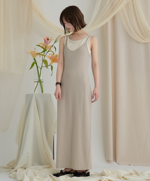 mideal(マイディール)の「layered rib onepiece / レイヤードリブワンピース(ワンピース・レディース・ベージュ/ブラウン・FREE)」の9枚目の写真