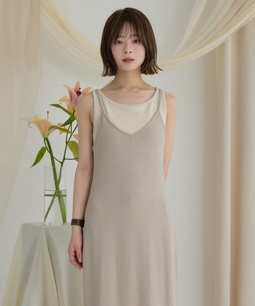 mideal(マイディール)の「layered rib onepiece / レイヤードリブワンピース(ワンピース・レディース・ベージュ/ブラウン・FREE)」の13枚目の写真