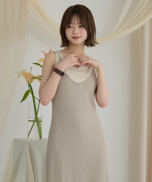 mideal(マイディール)の「layered rib onepiece / レイヤードリブワンピース(ワンピース・レディース・ベージュ/ブラウン・FREE)」の14枚目の写真