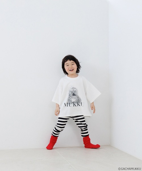 LOWRYS FARM（ローリーズファーム）の「【ガチャピン・ムック】Tシャツ　659267（Tシャツ/カットソー・キッズ・チャコールグレー/オフホワイト・110cm/130cm/150cm）」の7枚目の写真