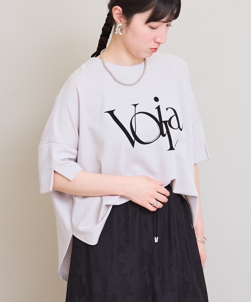 LHELBIE(レルビエ)の「ポンチョロゴTシャツ(Tシャツ/カットソー・レディース・ライトグレー/チャコールグレー/オフホワイト・M)」の4枚目の写真