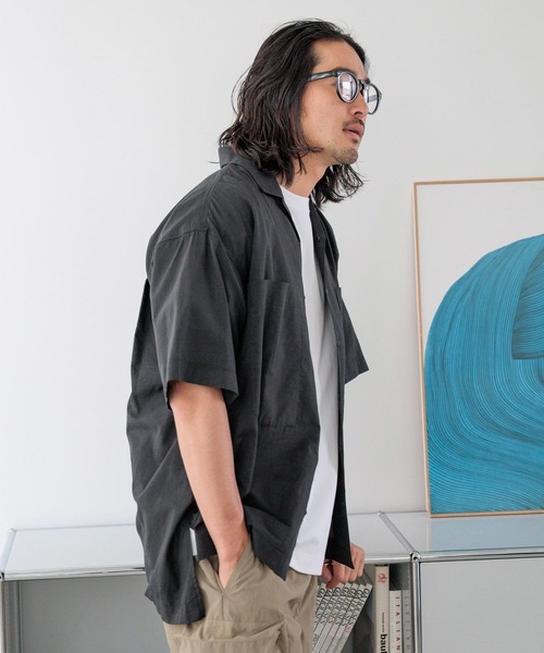 HEREIAM（ヘレイアム）の「【HEREIAM MEN】イージーケア/接触冷感/吸水速乾/テックリネンシャツ（シャツ/ブラウス・メンズ・ブラック/ブラウン/ライトブルー・MEDIUM/LARGE）」の14枚目の写真