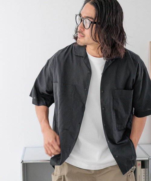 HEREIAM（ヘレイアム）の「【HEREIAM MEN】イージーケア/接触冷感/吸水速乾/テックリネンシャツ（シャツ/ブラウス・メンズ・ブラック/ブラウン/ライトブルー・MEDIUM/LARGE）」の16枚目の写真