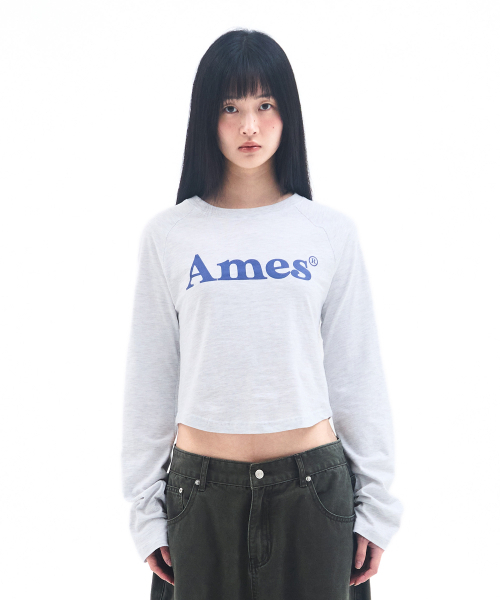 AMESWORLDWIDE（アメスワールドワイド）の「BASIC LOGO LONGSLEEVE TEE LIGHT GREY（Tシャツ/カットソー・レディース・その他・SMALL/MEDIUM/LARGE）」の2枚目の写真