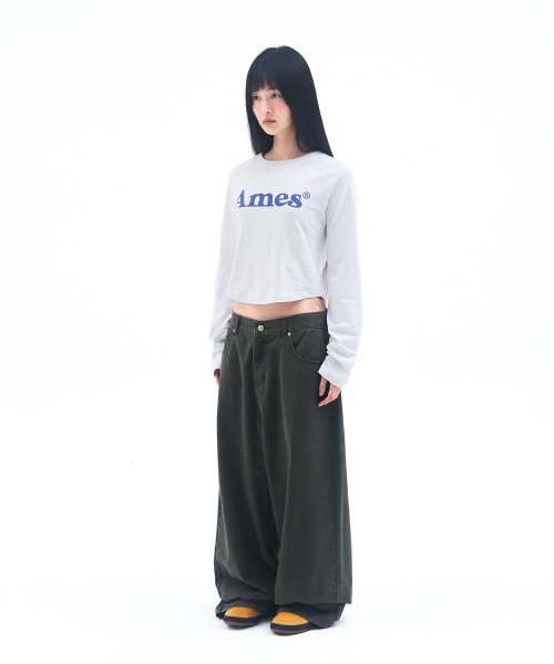 AMESWORLDWIDE（アメスワールドワイド）の「BASIC LOGO LONGSLEEVE TEE LIGHT GREY（Tシャツ/カットソー・レディース・その他・SMALL/MEDIUM/LARGE）」の4枚目の写真