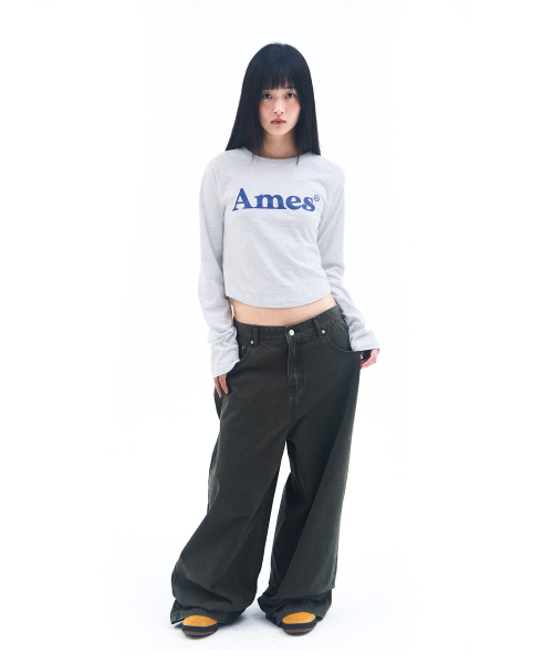 AMESWORLDWIDE（アメスワールドワイド）の「BASIC LOGO LONGSLEEVE TEE LIGHT GREY（Tシャツ/カットソー・レディース・その他・SMALL/MEDIUM/LARGE）」の6枚目の写真