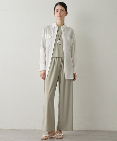 Drawing Numbers（ドローイング ナンバーズ）の「【Drawing Numbers】スムースリラックスパンツ（その他パンツ・レディース・グレー/ネイビー・38）」の4枚目の写真