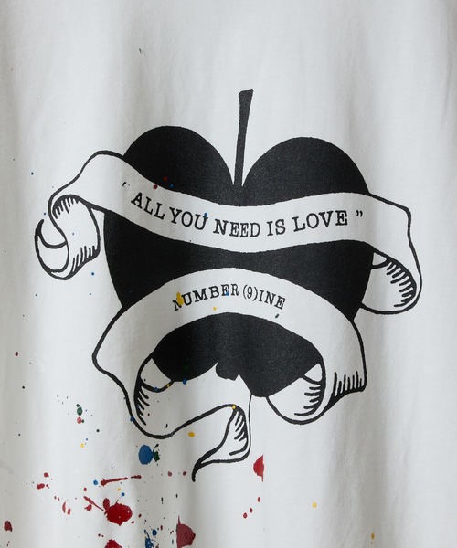 HAND PAINTED NUMBER (9)INE APPLE PRINTED CLASSIC L/S T-SHIRT