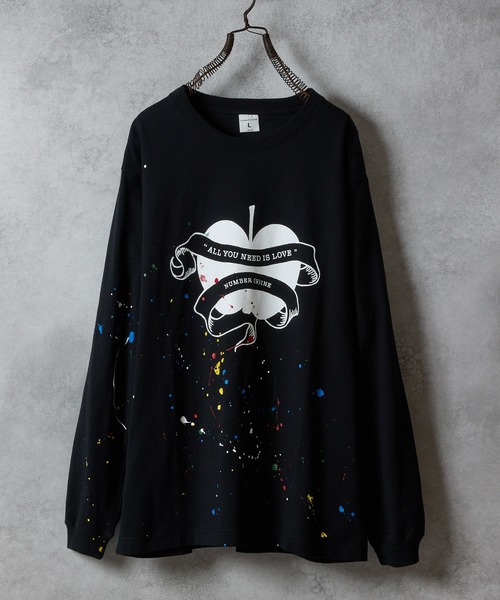 NUMBER (N)INE(ナンバーナイン)の「HAND PAINTED NUMBER (9)INE APPLE PRINTED CLASSIC L/S T-SHIRT / ハンドペイント ナンバーナイン アップル ロゴプリント クラシック ロンT(Tシャツ/カットソー・メンズ・ホワイト/チャコール/ブラック・XL/L/M)」の11枚目の写真