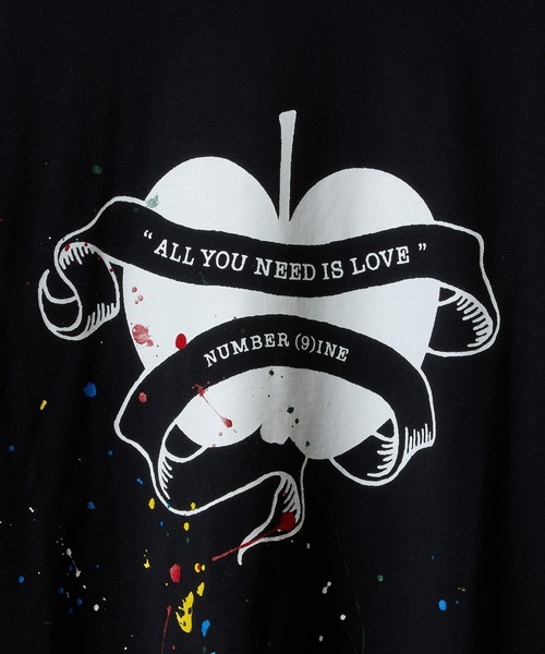 HAND PAINTED NUMBER (9)INE APPLE PRINTED CLASSIC L/S T-SHIRT