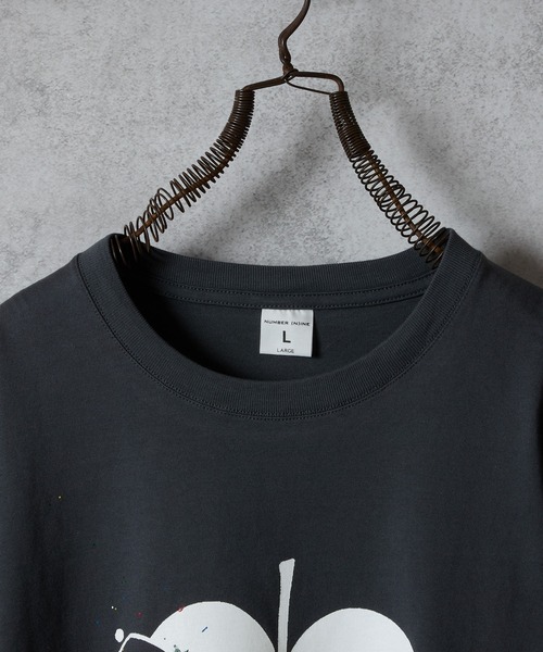 HAND PAINTED NUMBER (9)INE APPLE PRINTED CLASSIC L/S T-SHIRT