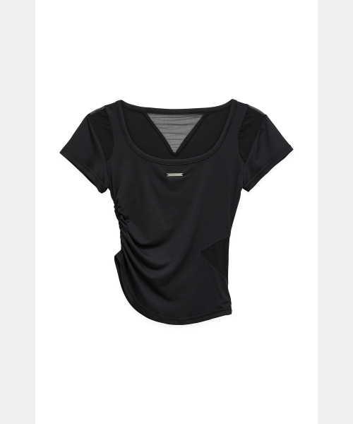 ETRE AU SOMMET(エトレオソメ)の「Modern Square Shirring Tee (Black)(Tシャツ/カットソー・レディース・ブラック・FREE)」の7枚目の写真