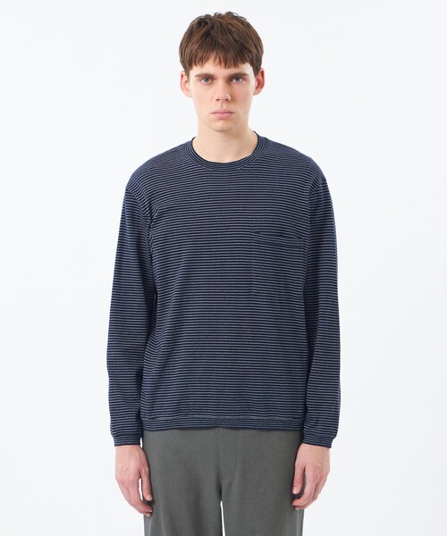 MACKINTOSH PHILOSOPHY(マッキントッシュ フィロソフィー)の「【WEEKENDER】セミルーズロンT ナローボーダー天竺(Tシャツ/カットソー・メンズ・グレー系その他2・40/38)」の4枚目の写真