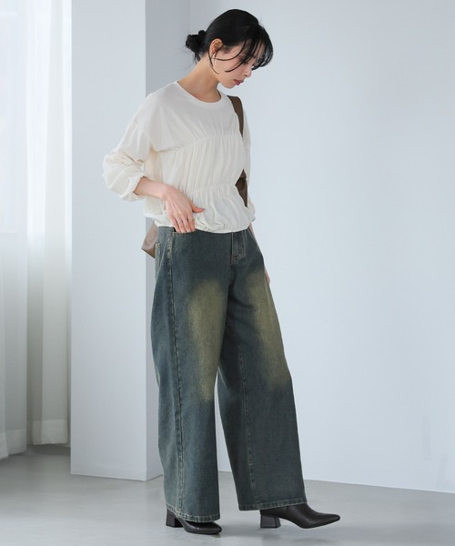 itto...(イット)の「ヴィンテージ加工スーパーワイドデニムパンツ(デニムパンツ・レディース・ブルー/ネイビー・M/L/XL)」の14枚目の写真