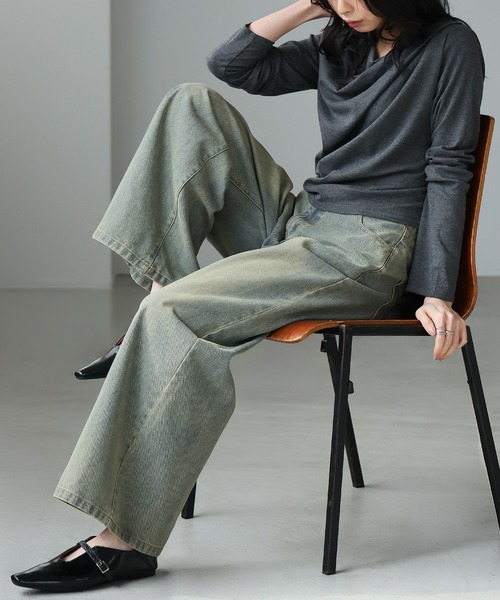 itto...(イット)の「ヴィンテージ加工スーパーワイドデニムパンツ(デニムパンツ・レディース・ブルー/ネイビー・M/L/XL)」の9枚目の写真