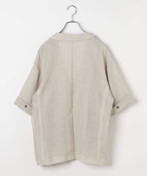 LEPSIM(レプシィム)の「カラミ織り5分袖ジャケット 657167【KKfashion紹介アイテム】(テーラードジャケット・レディース・ブラック系その他/ベージュ系その他・FREE)」の3枚目の写真