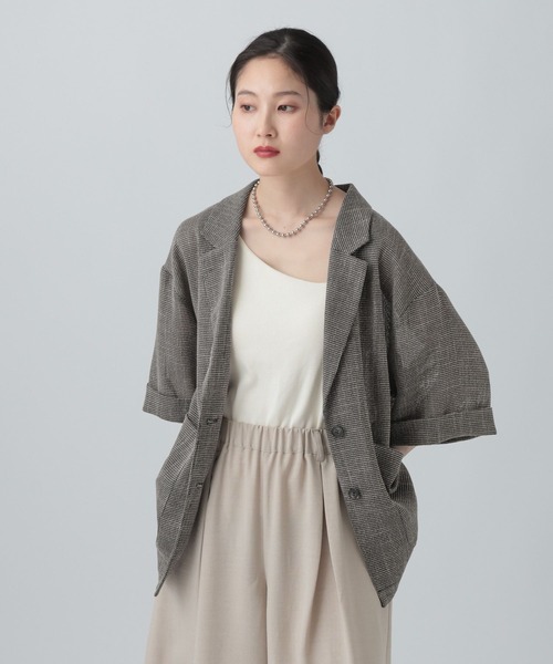 LEPSIM(レプシィム)の「カラミ織り5分袖ジャケット 657167【KKfashion紹介アイテム】(テーラードジャケット・レディース・ブラック系その他/ベージュ系その他・FREE)」の18枚目の写真