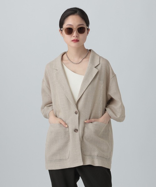 LEPSIM(レプシィム)の「カラミ織り5分袖ジャケット 657167【KKfashion紹介アイテム】(テーラードジャケット・レディース・ブラック系その他/ベージュ系その他・FREE)」の13枚目の写真