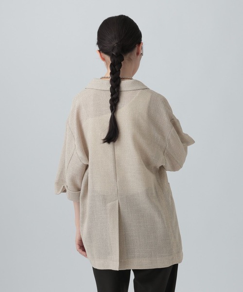 LEPSIM(レプシィム)の「カラミ織り5分袖ジャケット 657167【KKfashion紹介アイテム】(テーラードジャケット・レディース・ブラック系その他/ベージュ系その他・FREE)」の14枚目の写真