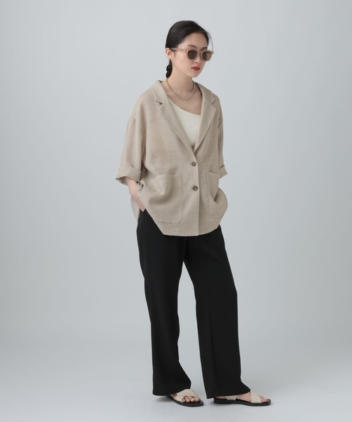 LEPSIM(レプシィム)の「カラミ織り5分袖ジャケット 657167【KKfashion紹介アイテム】(テーラードジャケット・レディース・ブラック系その他/ベージュ系その他・FREE)」の15枚目の写真