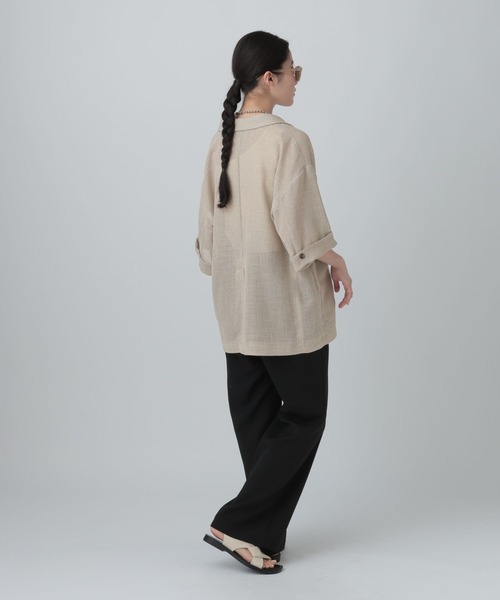 LEPSIM(レプシィム)の「カラミ織り5分袖ジャケット 657167【KKfashion紹介アイテム】(テーラードジャケット・レディース・ブラック系その他/ベージュ系その他・FREE)」の17枚目の写真