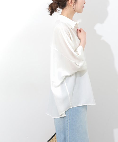 JOURNAL STANDARD relume(ジャーナルスタンダード レリューム)の「ハーフスリーブポンチョシャツ(シャツ/ブラウス・レディース・ブルー系その他/ブラウン/ホワイト・FREE)」の10枚目の写真