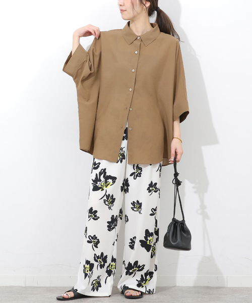JOURNAL STANDARD relume(ジャーナルスタンダード レリューム)の「ハーフスリーブポンチョシャツ(シャツ/ブラウス・レディース・ブルー系その他/ブラウン/ホワイト・FREE)」の13枚目の写真